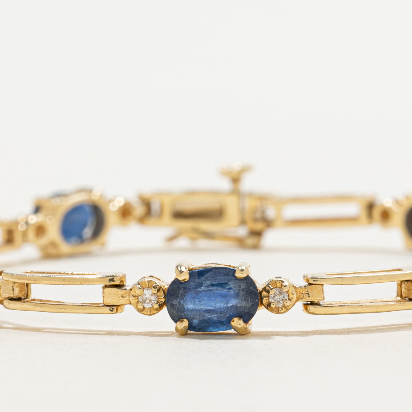 14K Bracelets with Diamond Accents with Sapphire