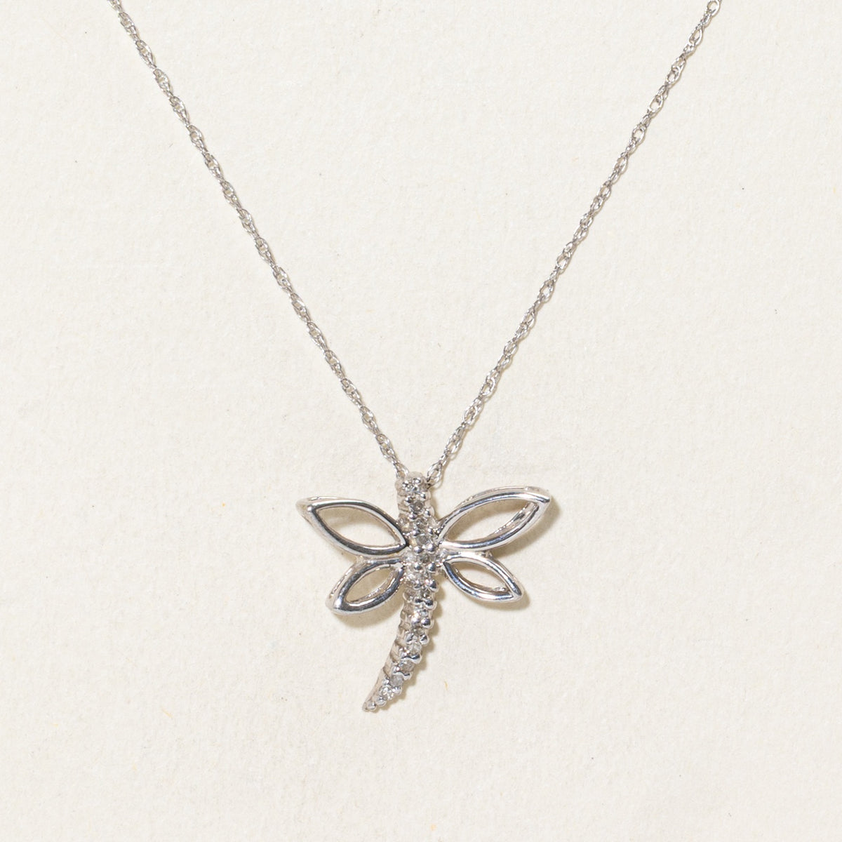 10k Diamond Dragonfly Pendant Necklace | 18"