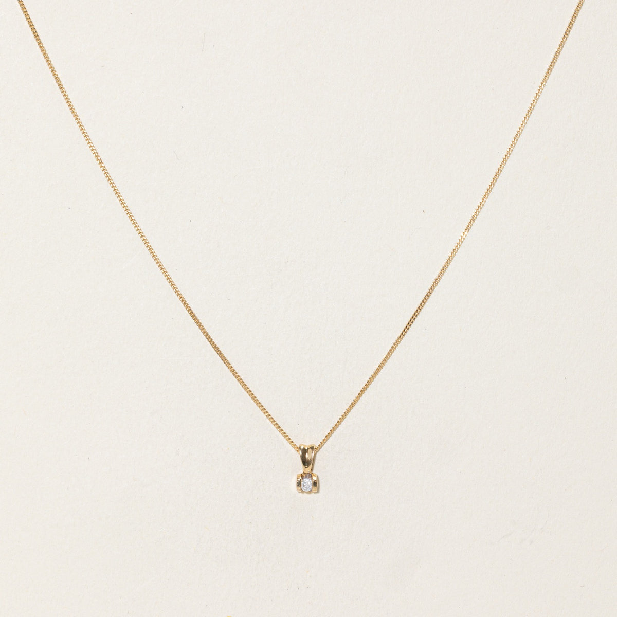 14k Tension Set Diamond Pendant Necklace | 17"