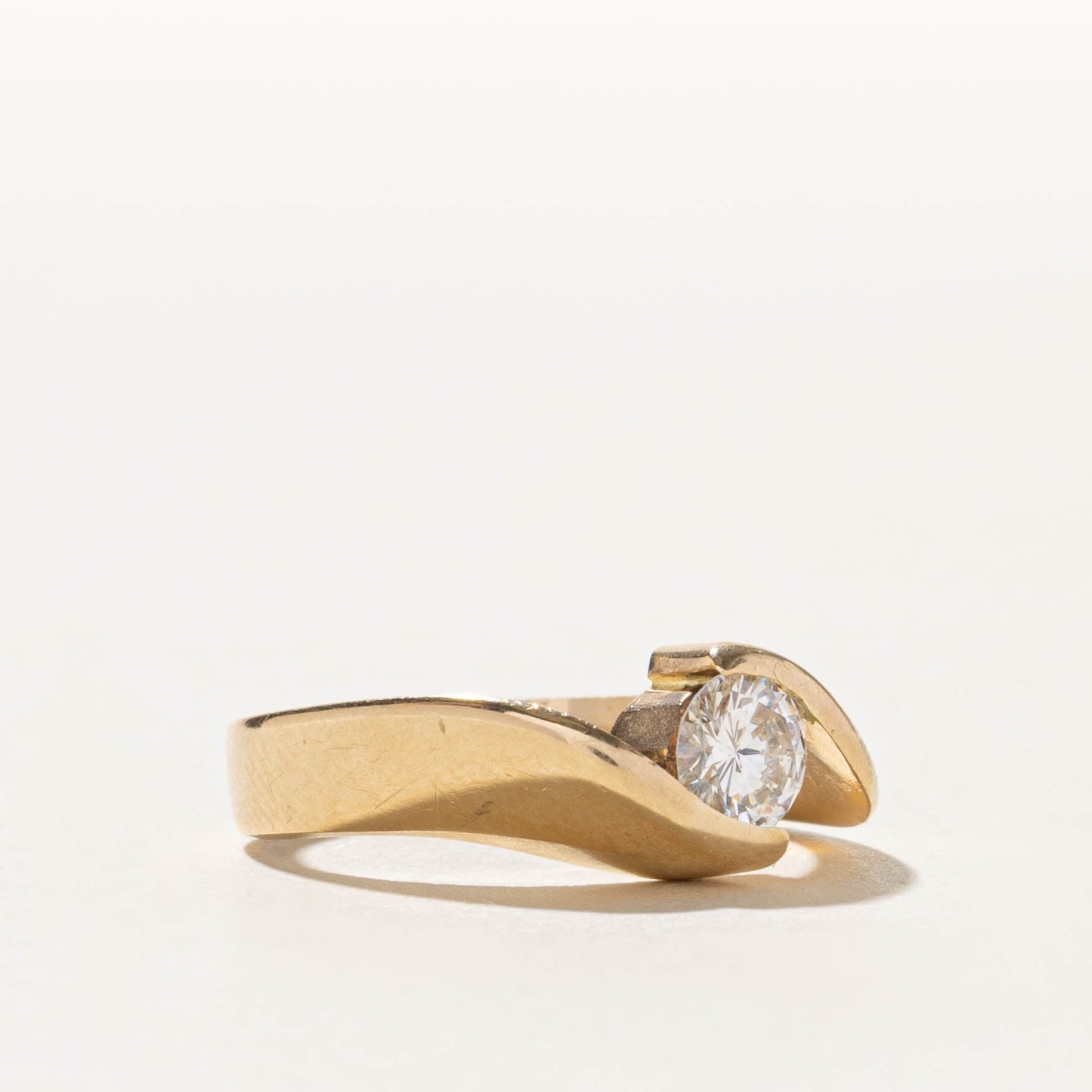 14k Solitaire Diamond Bypass Engagement Ring | 0.51ct | SZ 6