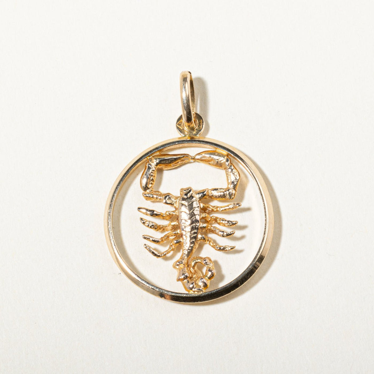 10k Yellow Gold Openwork Scorpio Zodiac Circle Pendant