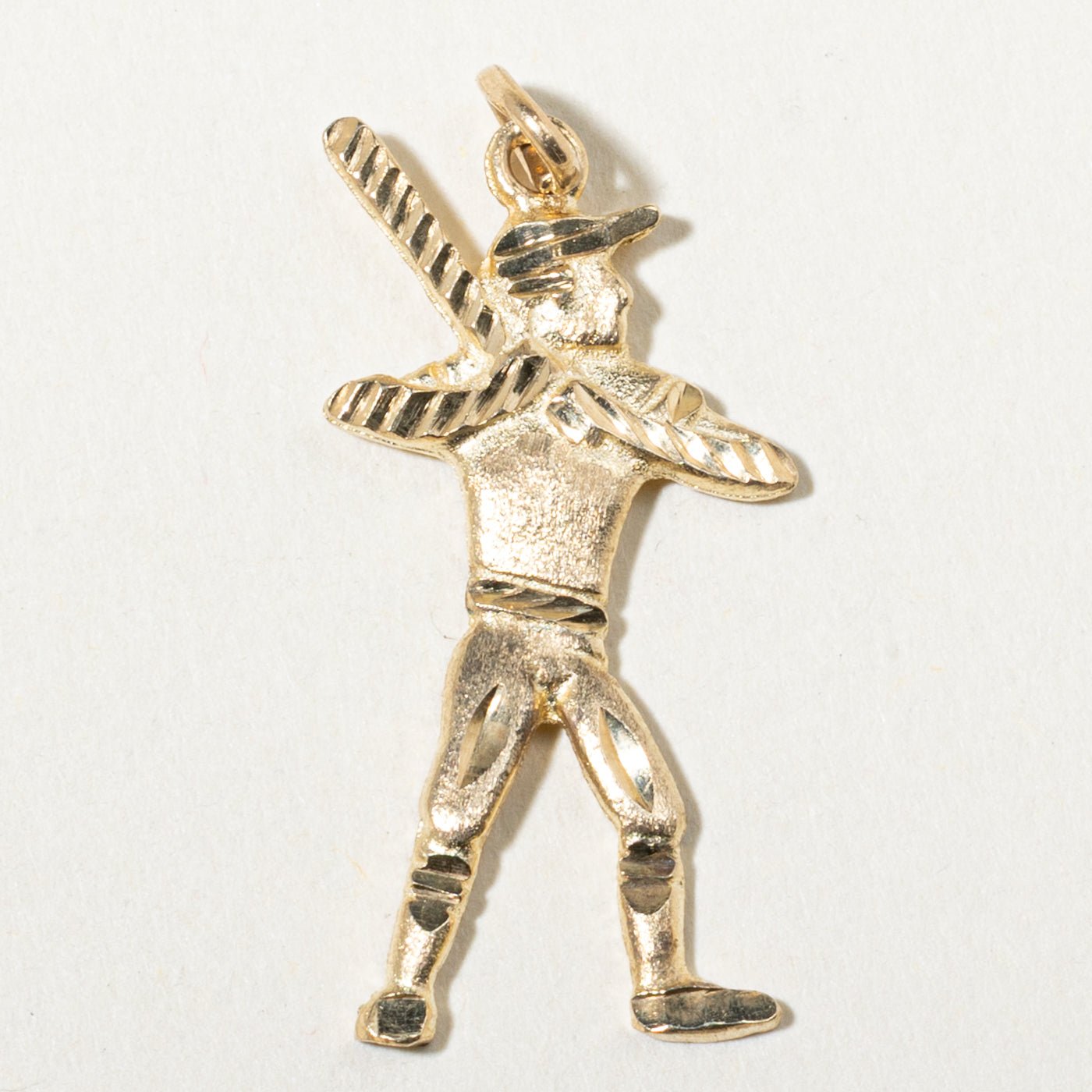 9k Yellow Gold Diamond-Cut Baseball Batter Charm