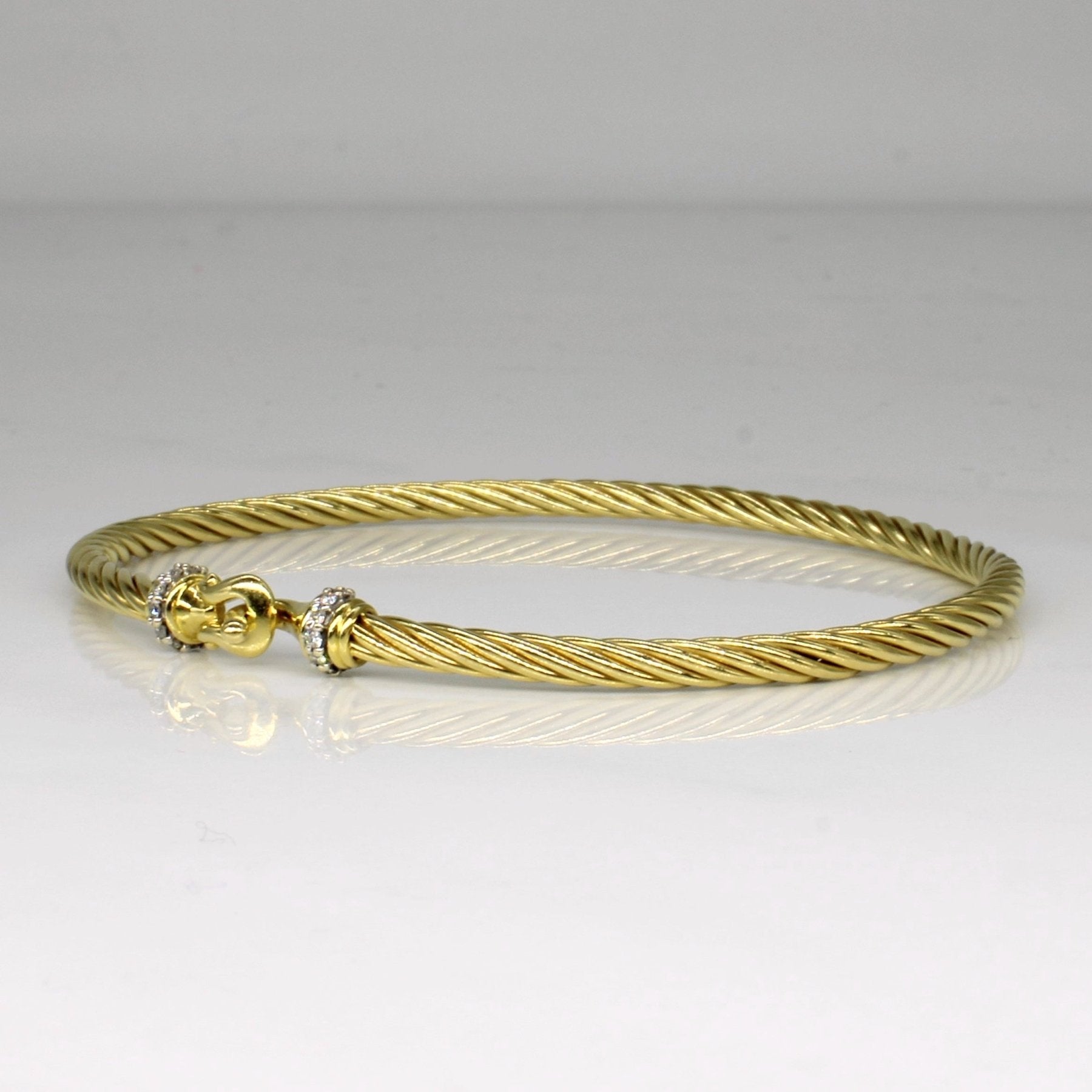 'David Yurman' Cable Diamond Buckle Bracelet | 0.07ctw | 7" | - 100 Ways