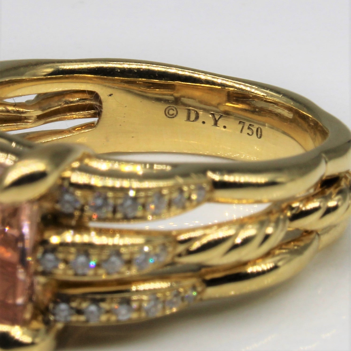 'David Yurman' Morganite & Diamond Tides Ring | 4.50ct, 0.15ctw | SZ 7 | - 100 Ways