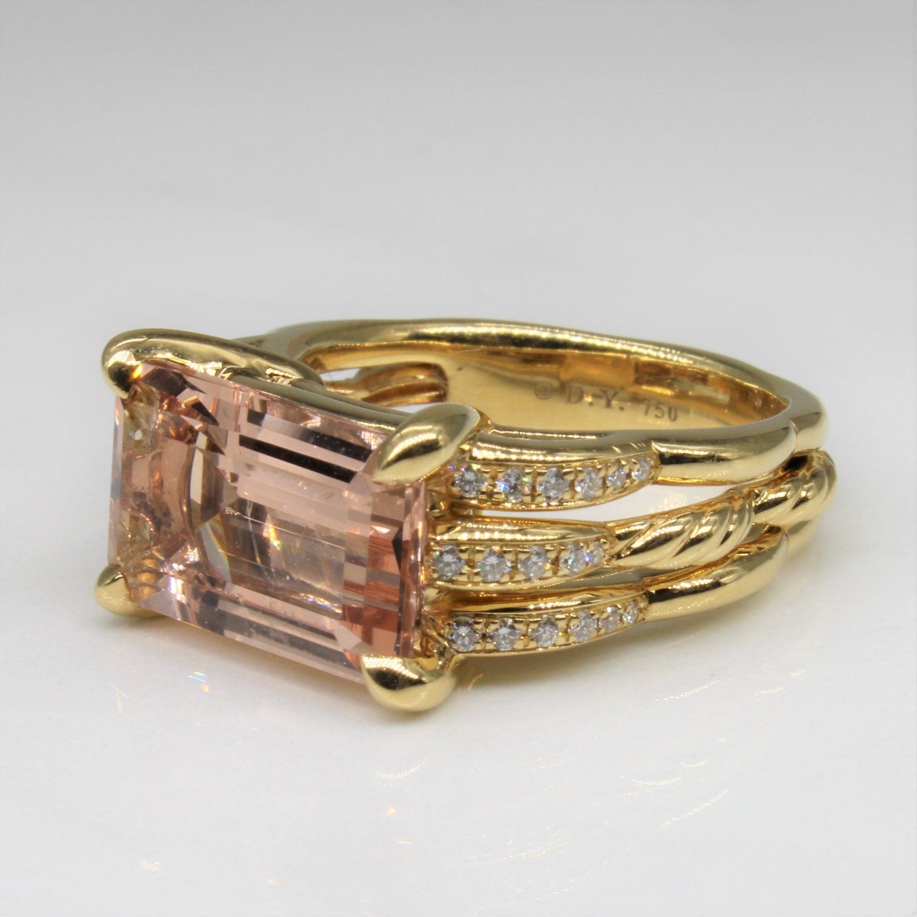 'David Yurman' Morganite & Diamond Tides Ring | 4.50ct, 0.15ctw | SZ 7 | - 100 Ways