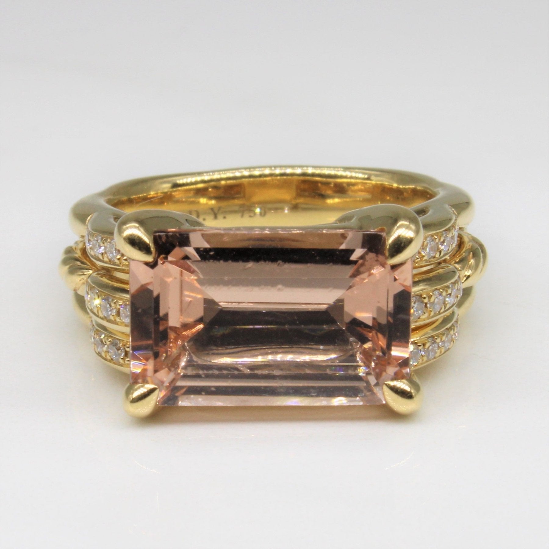 'David Yurman' Morganite & Diamond Tides Ring | 4.50ct, 0.15ctw | SZ 7 | - 100 Ways