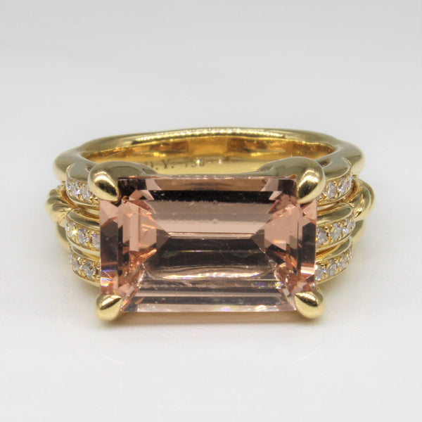 'David Yurman' Morganite & Diamond Tides Ring | 4.50ct, 0.15ctw | SZ 7 |
