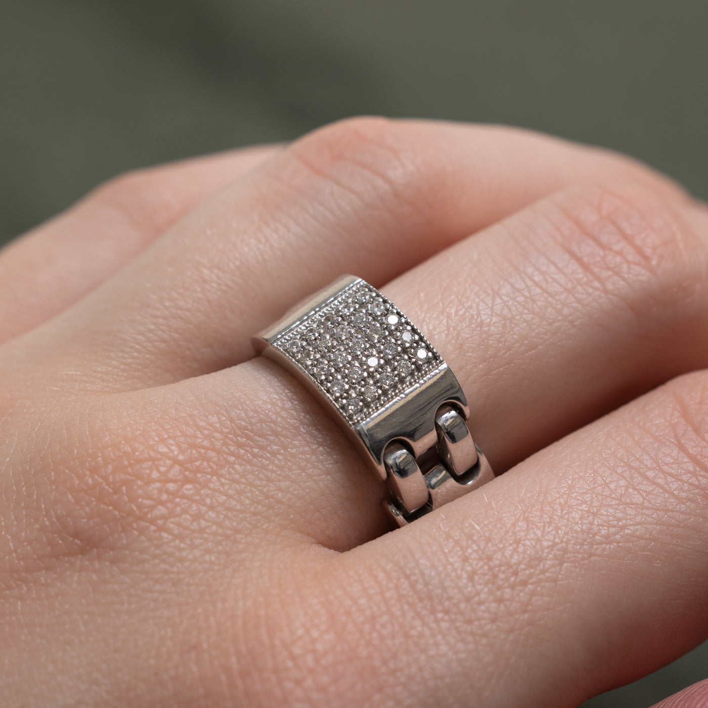 Diamond Grid & Chain Link Ring | 0.15ctw | SZ 9.25