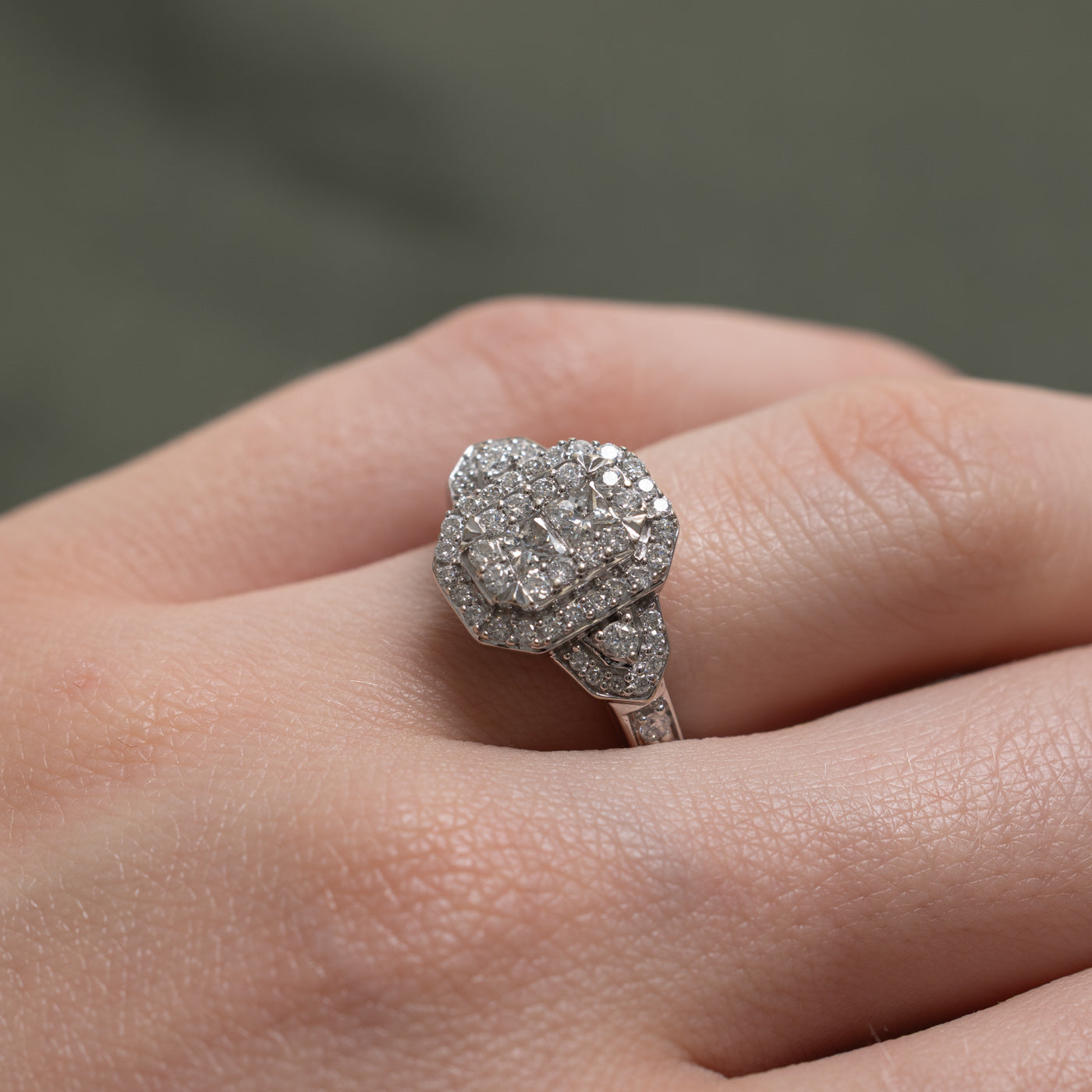 14k Diamond Geometric Cluster Ring | 0.88ctw | SZ 4.75