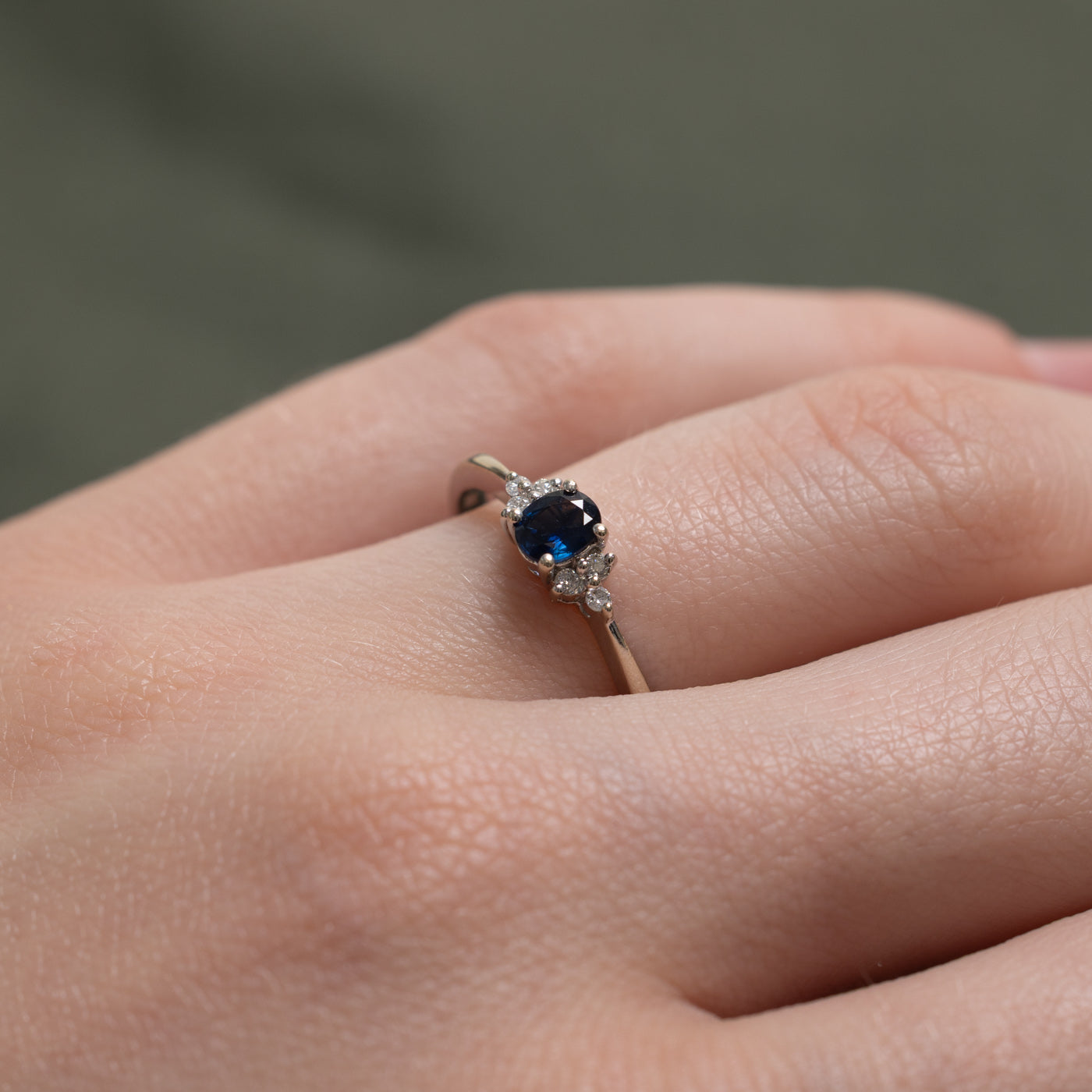 18k Oval Cut Sapphire & Diamond Accented Ring | 0.25ct, 0.06ctw | SZ 6.5