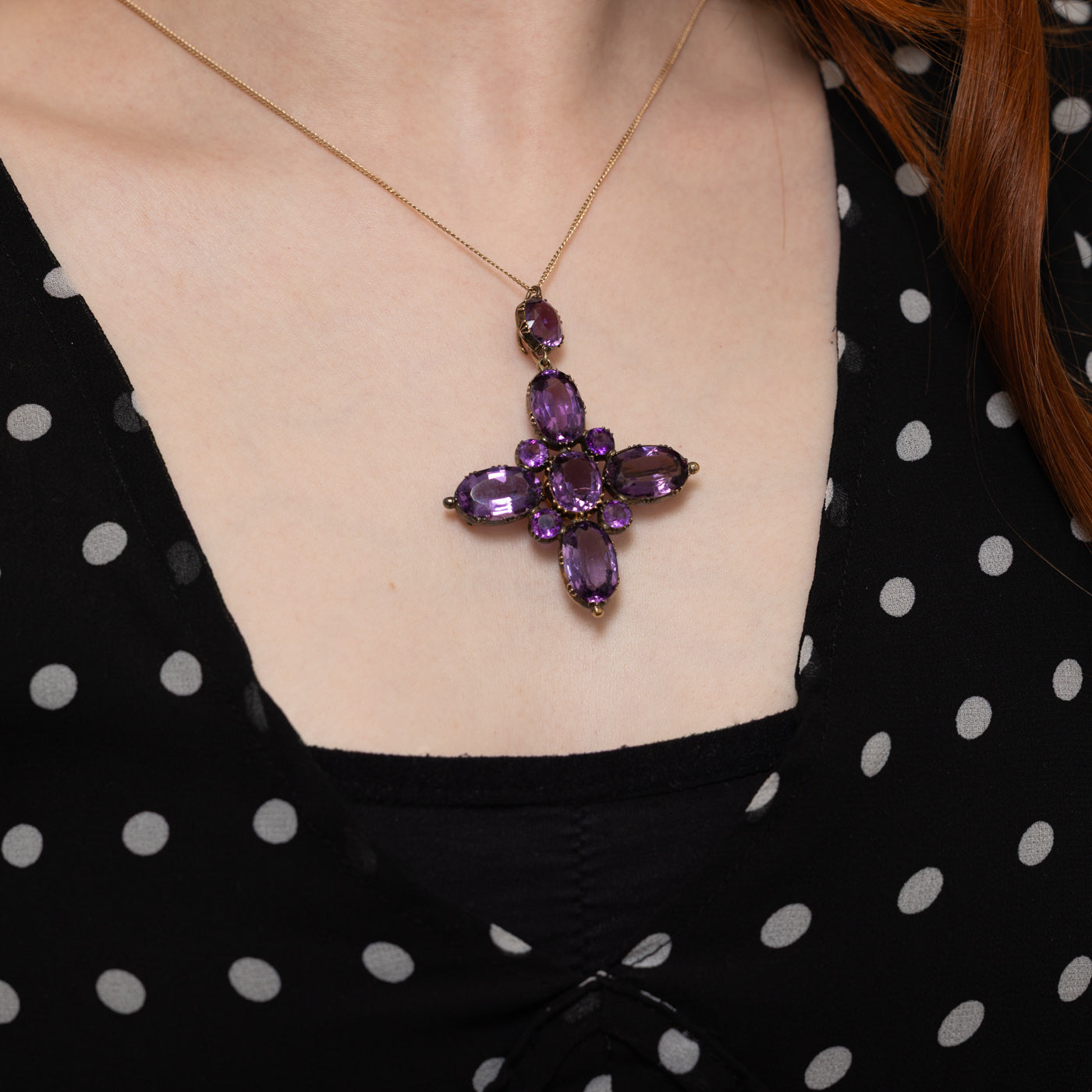 Vintage Amethyst Demi-Parure Necklace, Earring, Pendant & Brooch Set | 180ctw | 16"