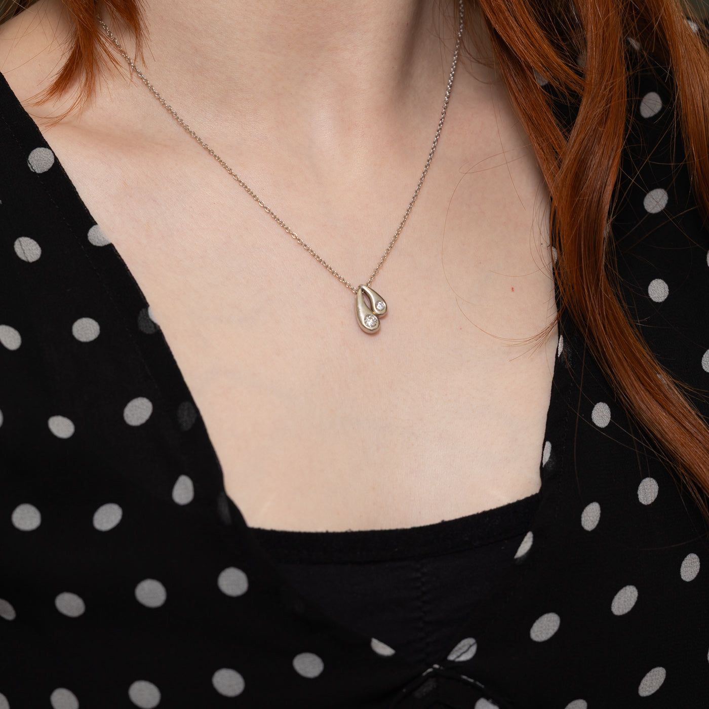 Two Diamond Teardrop Pendant Necklace | 0.20ctw | 18"