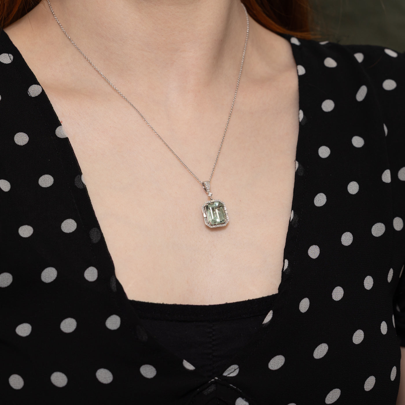 'Effy' Prasiolite & Diamond Pendant Necklace | 5.75ct, 0.082ctw | 18"