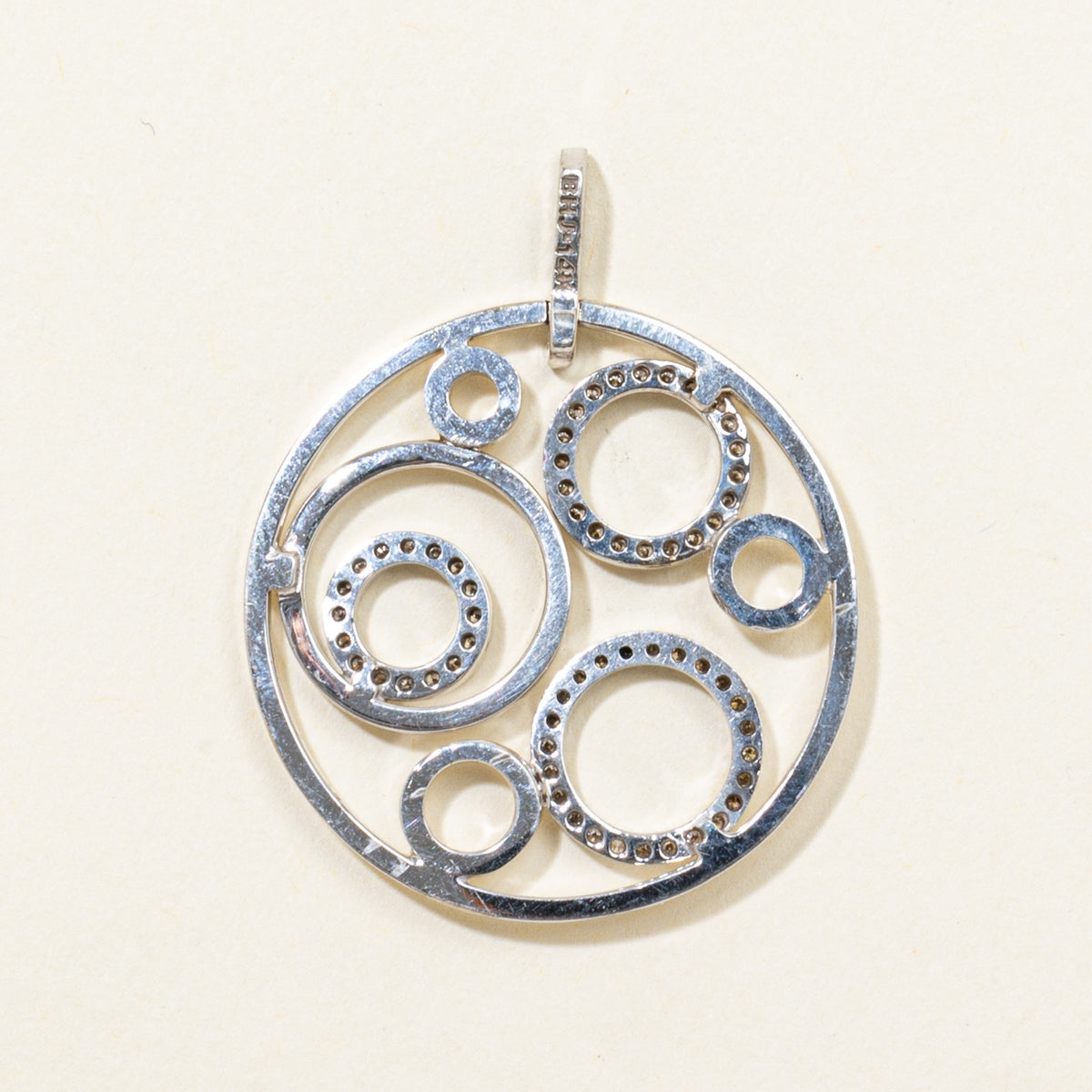 14k Eternity Diamond Openwork Circle Pendant