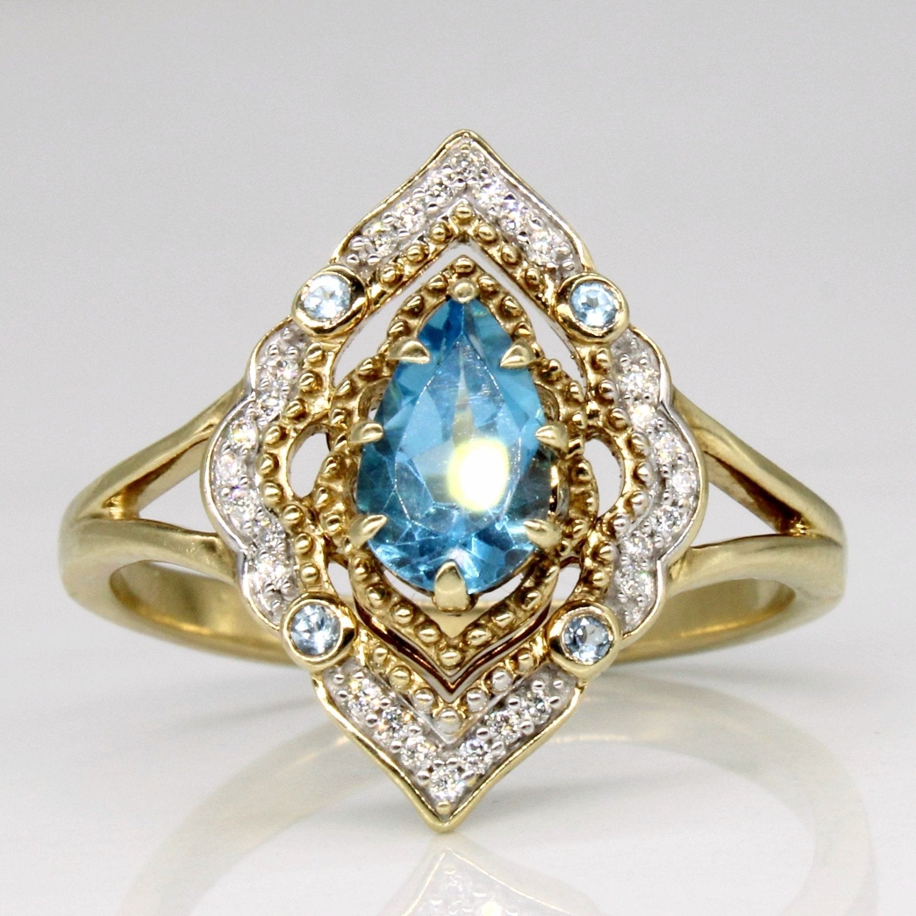 'Disney' Aladdin Swiss Blue Topaz & Diamond Ring | 1.60ctw, 0.09ctw | SZ 8.75 | - 100 Ways