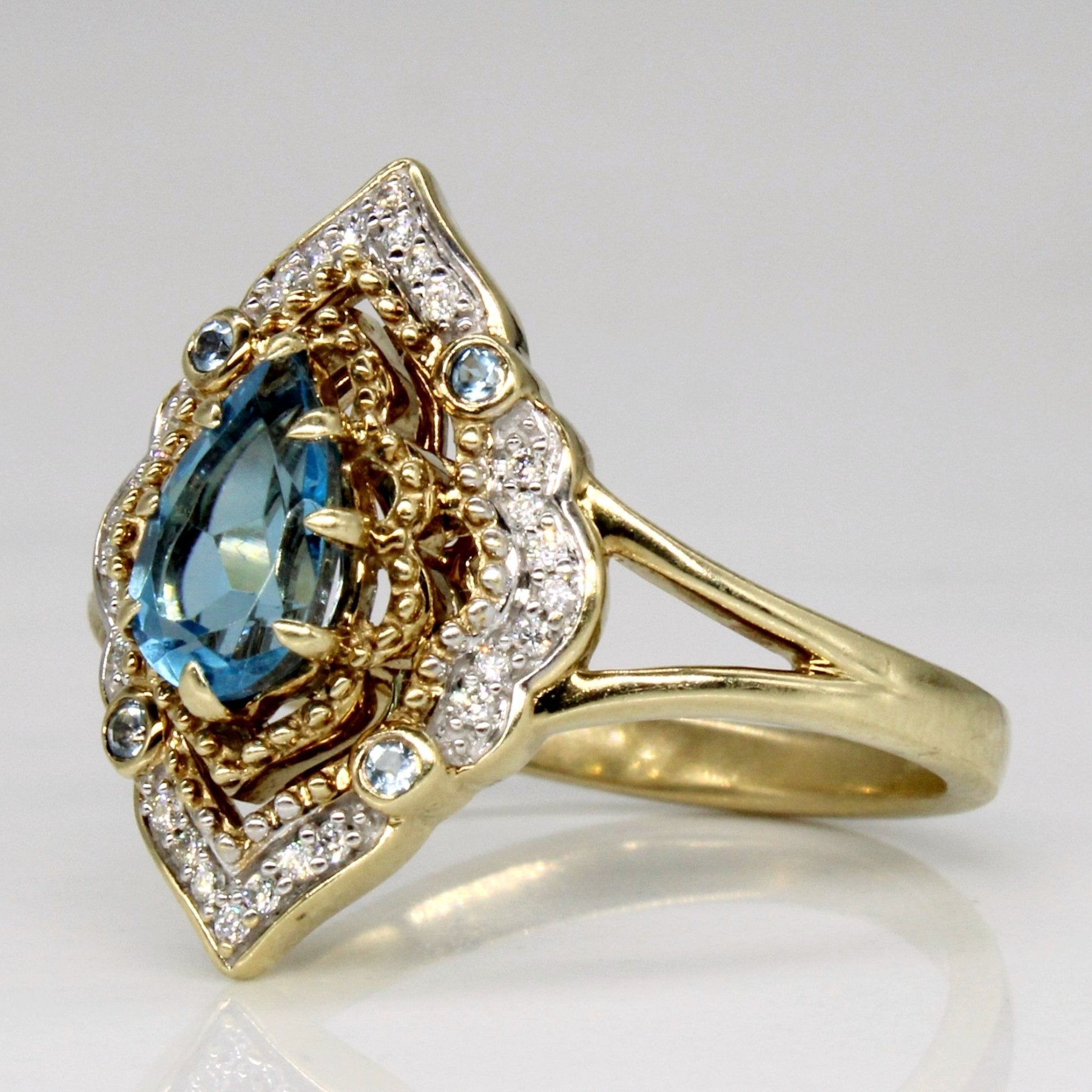 'Disney' Aladdin Swiss Blue Topaz & Diamond Ring | 1.60ctw, 0.09ctw | SZ 8.75 | - 100 Ways