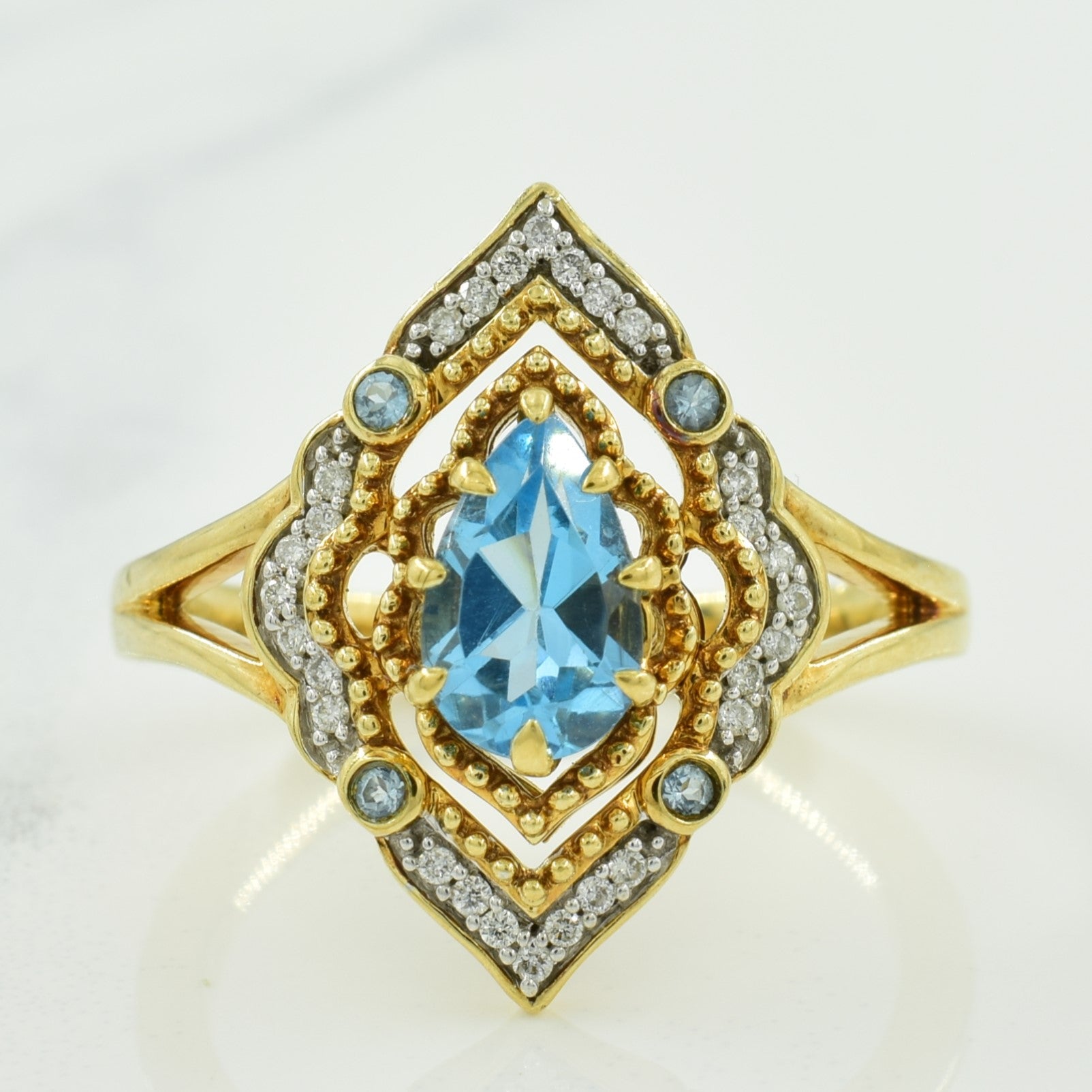 'Disney' Blue Topaz & Diamond Ring | 0.85ctw, 0.10ctw | SZ 6.75 | - 100 Ways