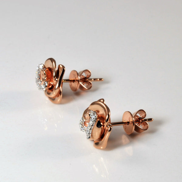 'Disney' Rose Gold Belle Earrings | 0.045ctw |