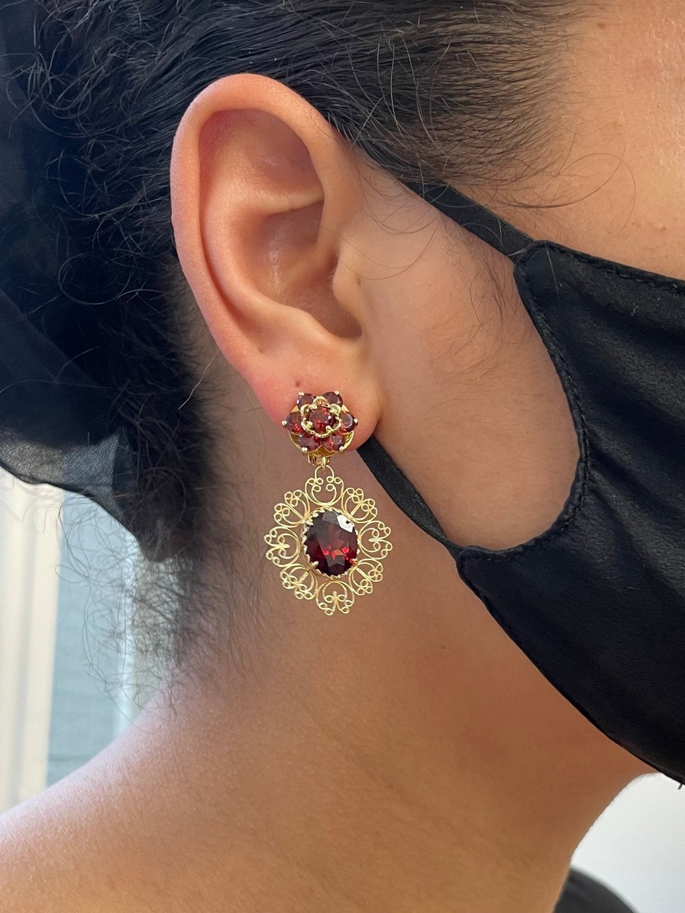 'Dolce & Gabbana' Garnet Drop Earrings | 10.00ctw | - 100 Ways