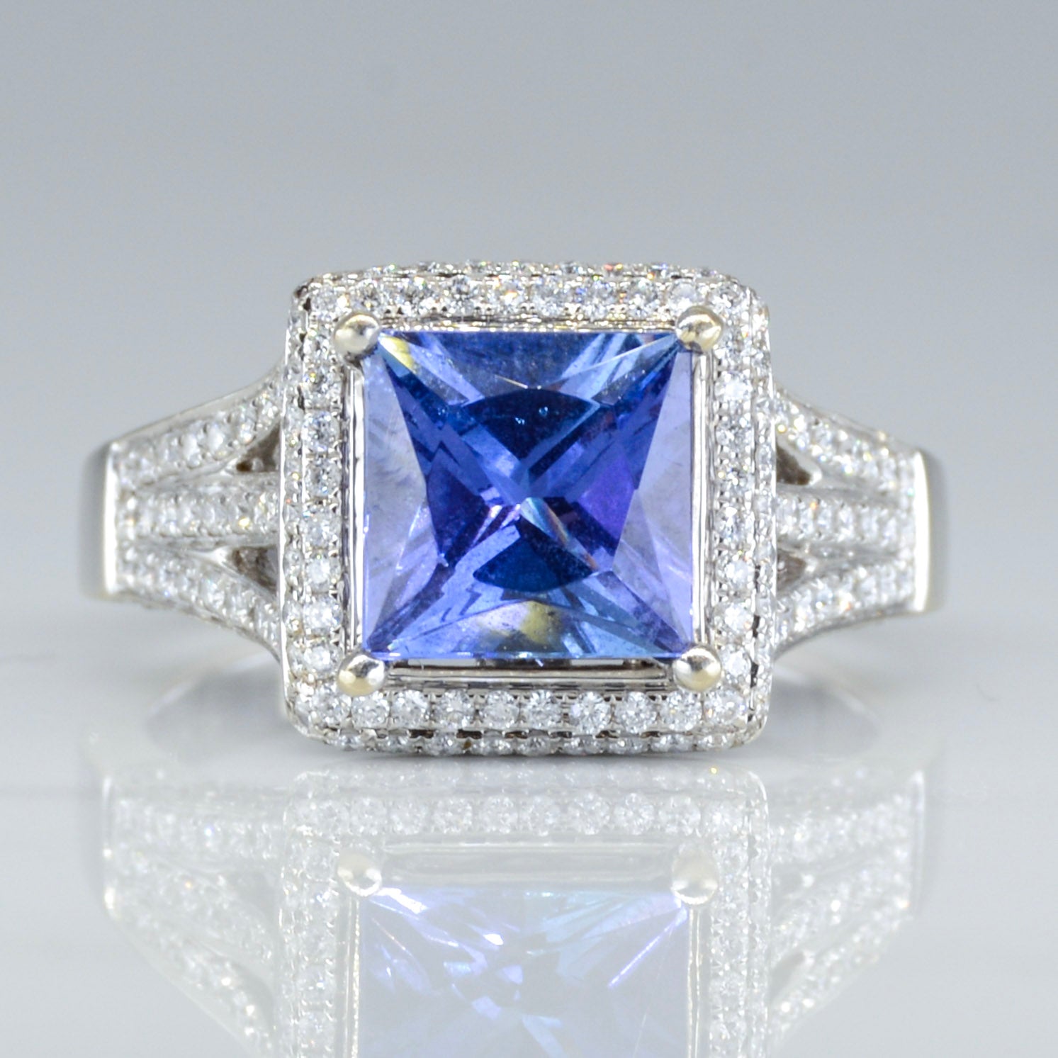 'Dyach' Tanzanite & Diamond Halo Ring | 2.86ct | SZ 7.75 | - 100 Ways