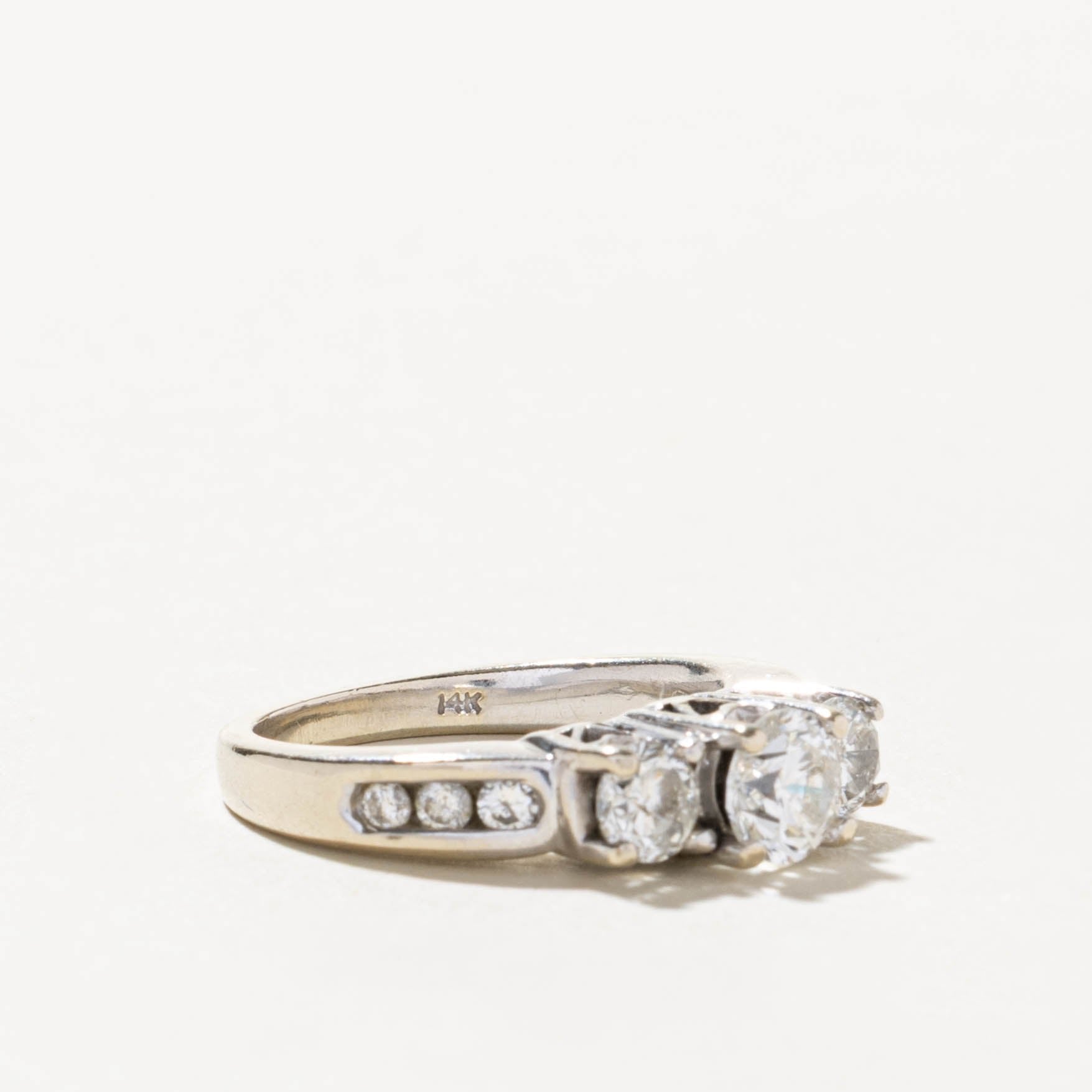 14k Basket Set Three Stone Diamond Ring | 1.07ctw | SZ 5.5