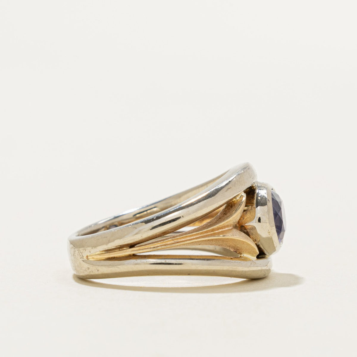 14k Two Tone East West Bezel Set Tanzanite Ring | 1.75ct | SZ 7.25