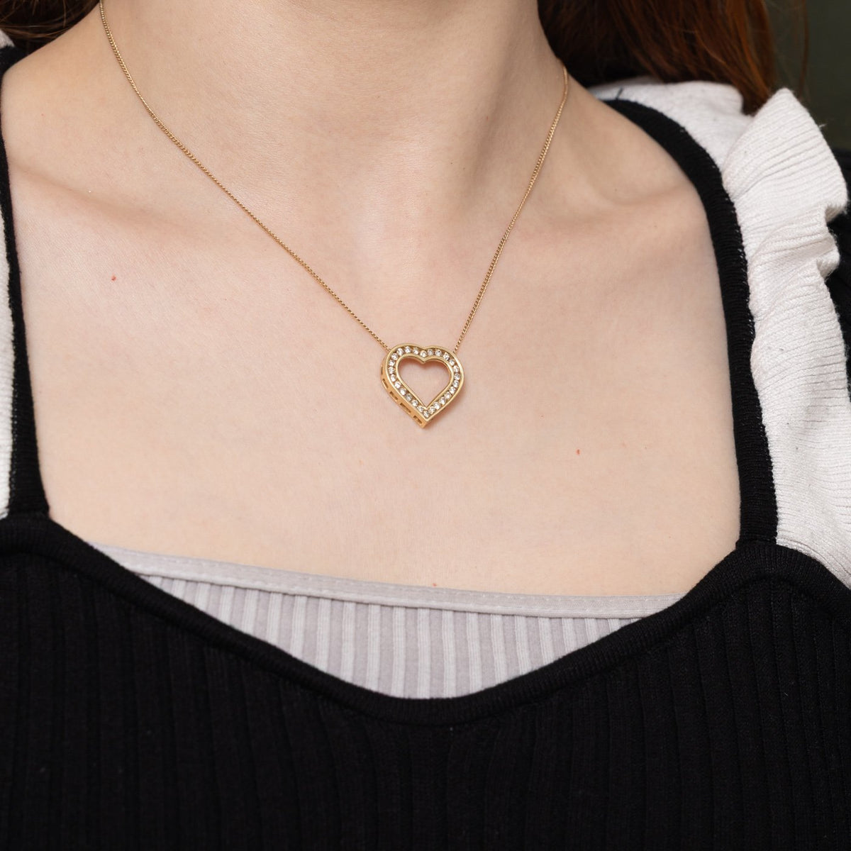 14k Eternity Channel Set Diamond Open Heart Pendant | 0.50ctw