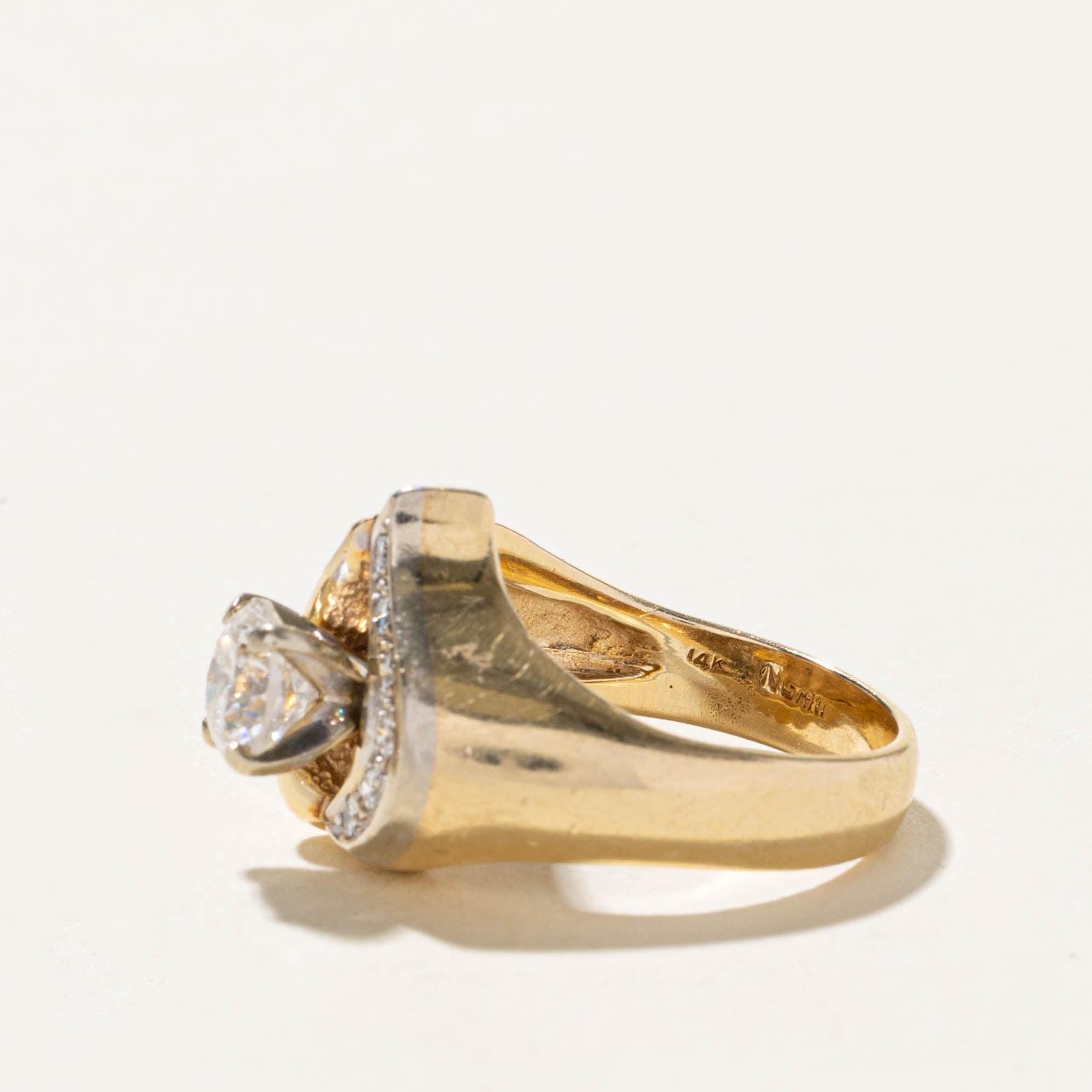 14k Diamond Waterfall Croissant Style Cocktail Ring | 1.07ctw | SZ 6.75