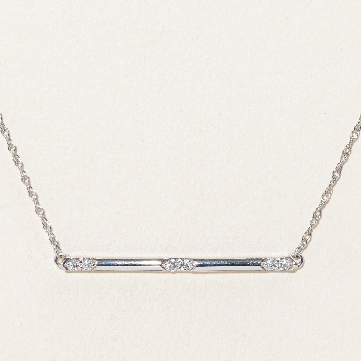 14k Diamond Plain Bar Pendant Necklace | 18"