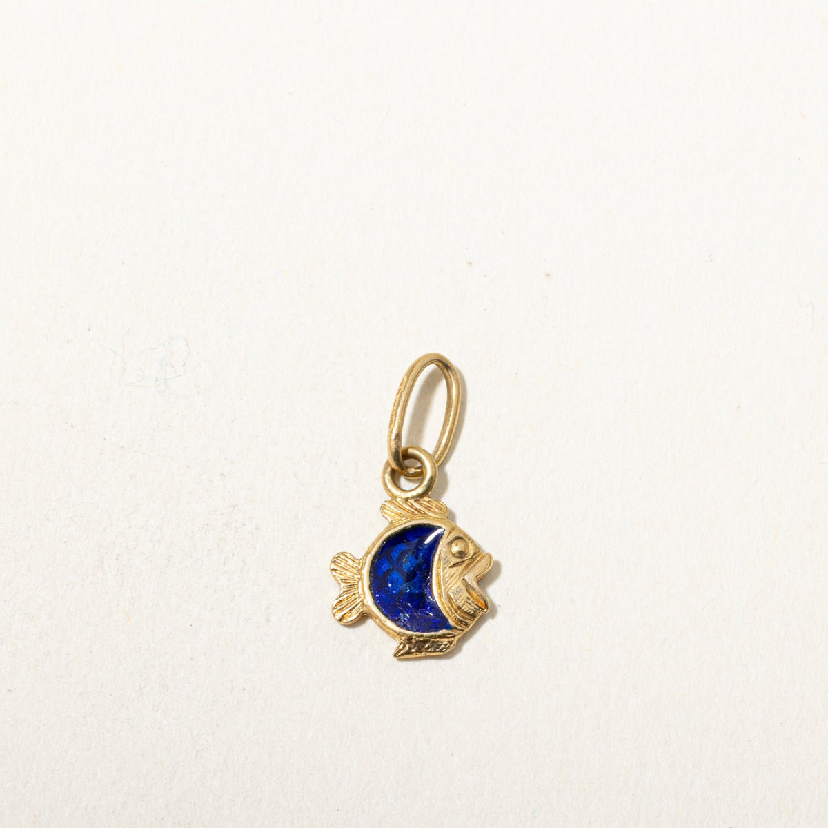 18k Yellow Gold Enamel Fish Charm