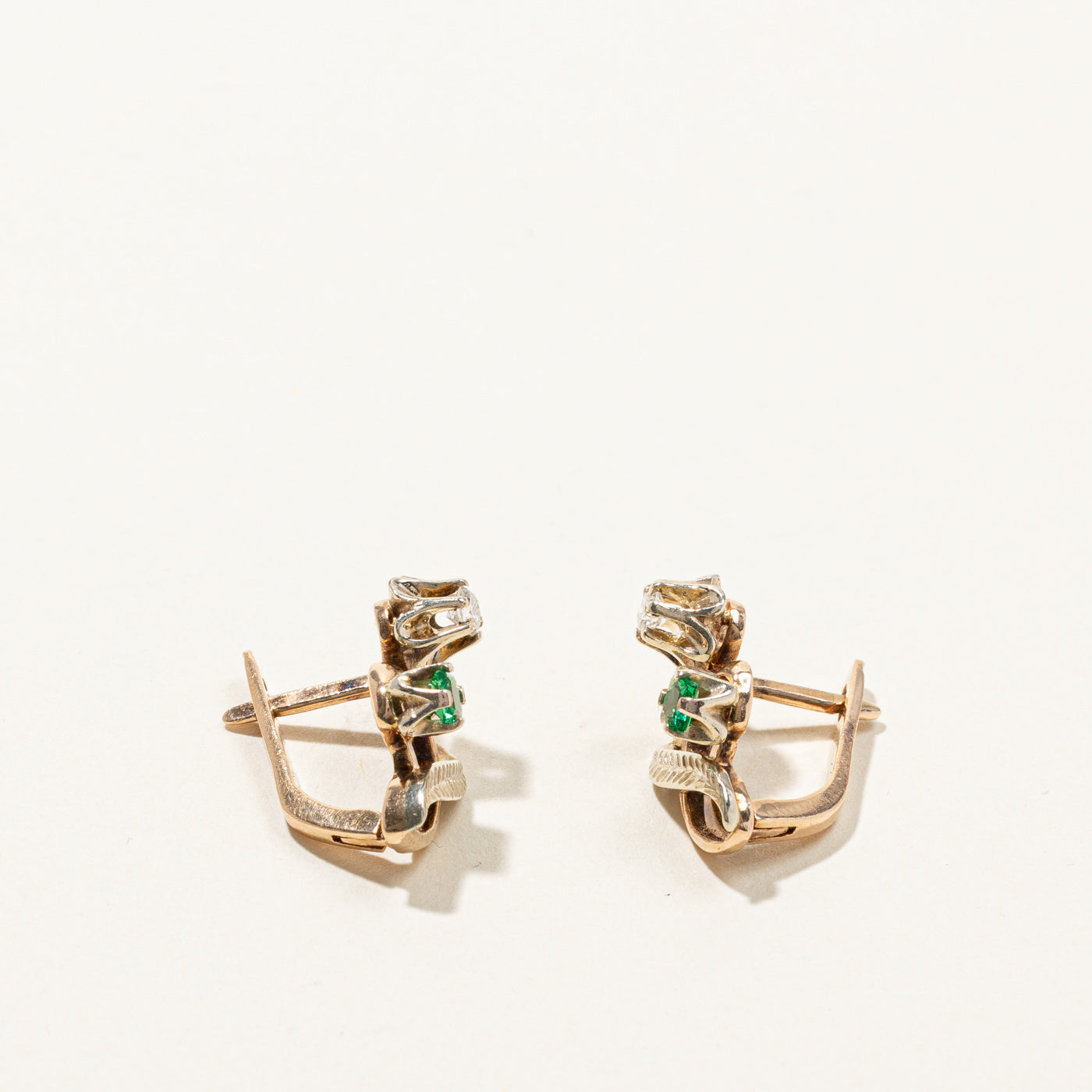 Diamond & Green Stone Earrings | 0.14ctw |