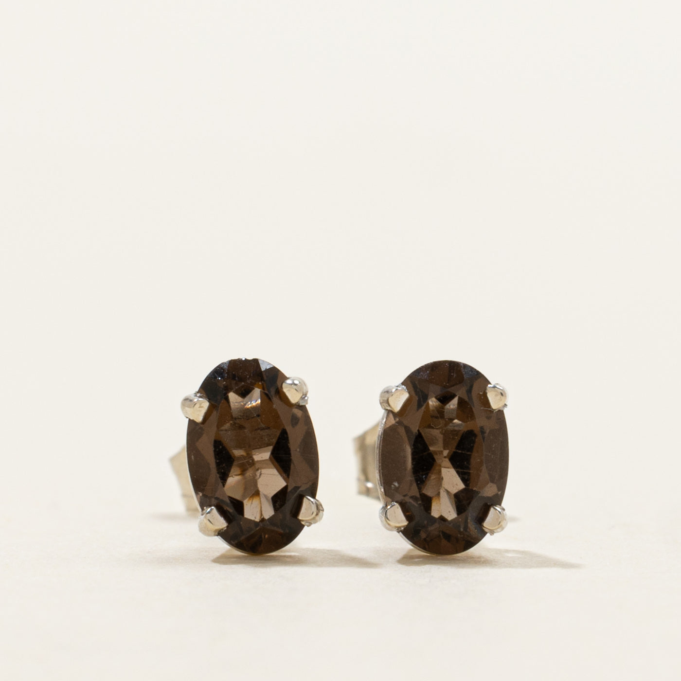 '100 Ways' 14k Oval Cut Smoky Quartz Stud Earrings | 0.80ctw