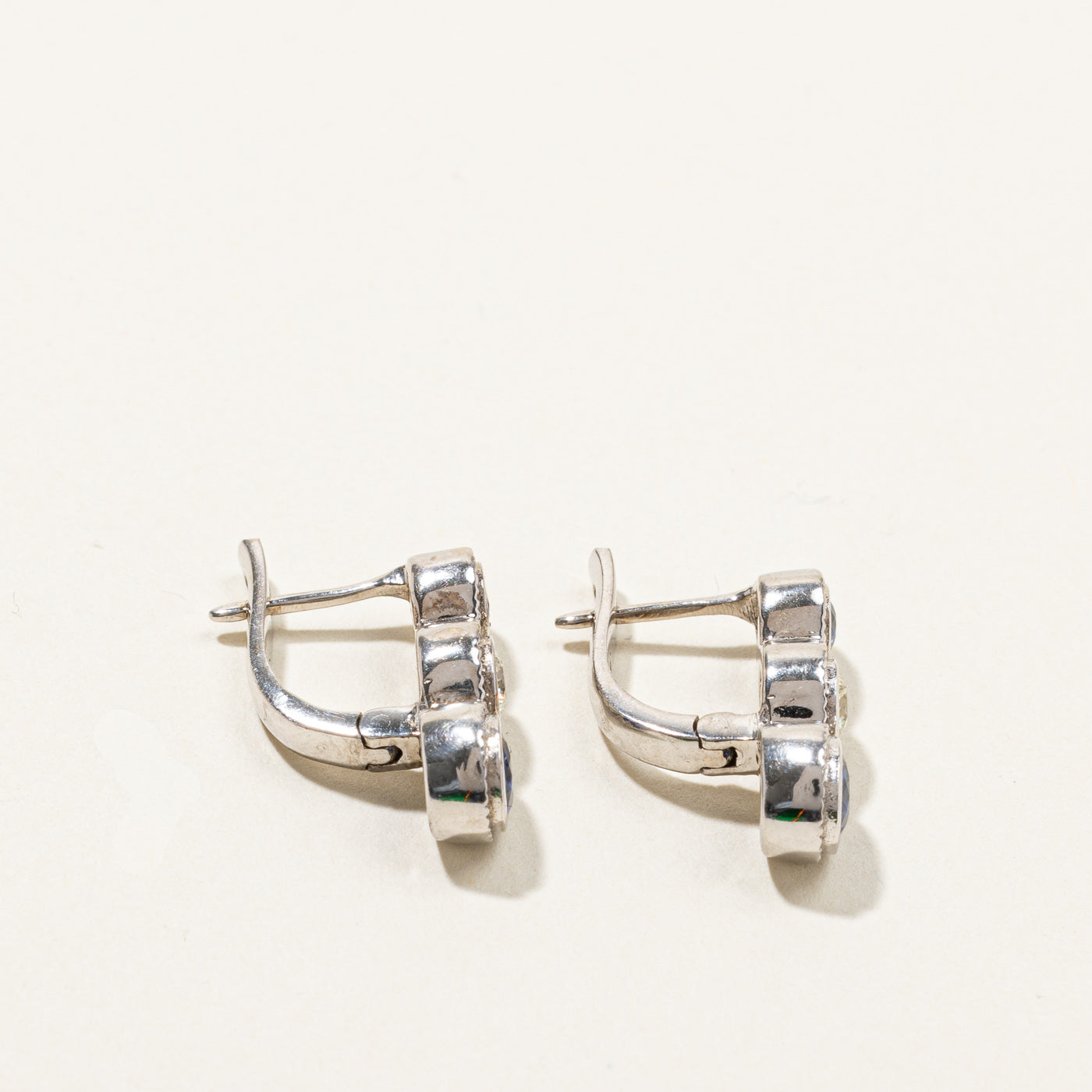 Three Stone Sapphire & Diamond Earrings | 1.28ctw | 0.44ctw |