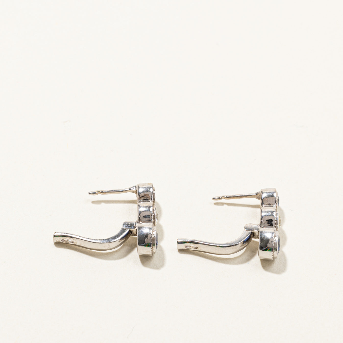 Three Stone Sapphire & Diamond Earrings | 1.28ctw | 0.44ctw |