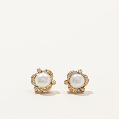 Pearl & Diamond Stud Earrings | 0.30ctw |