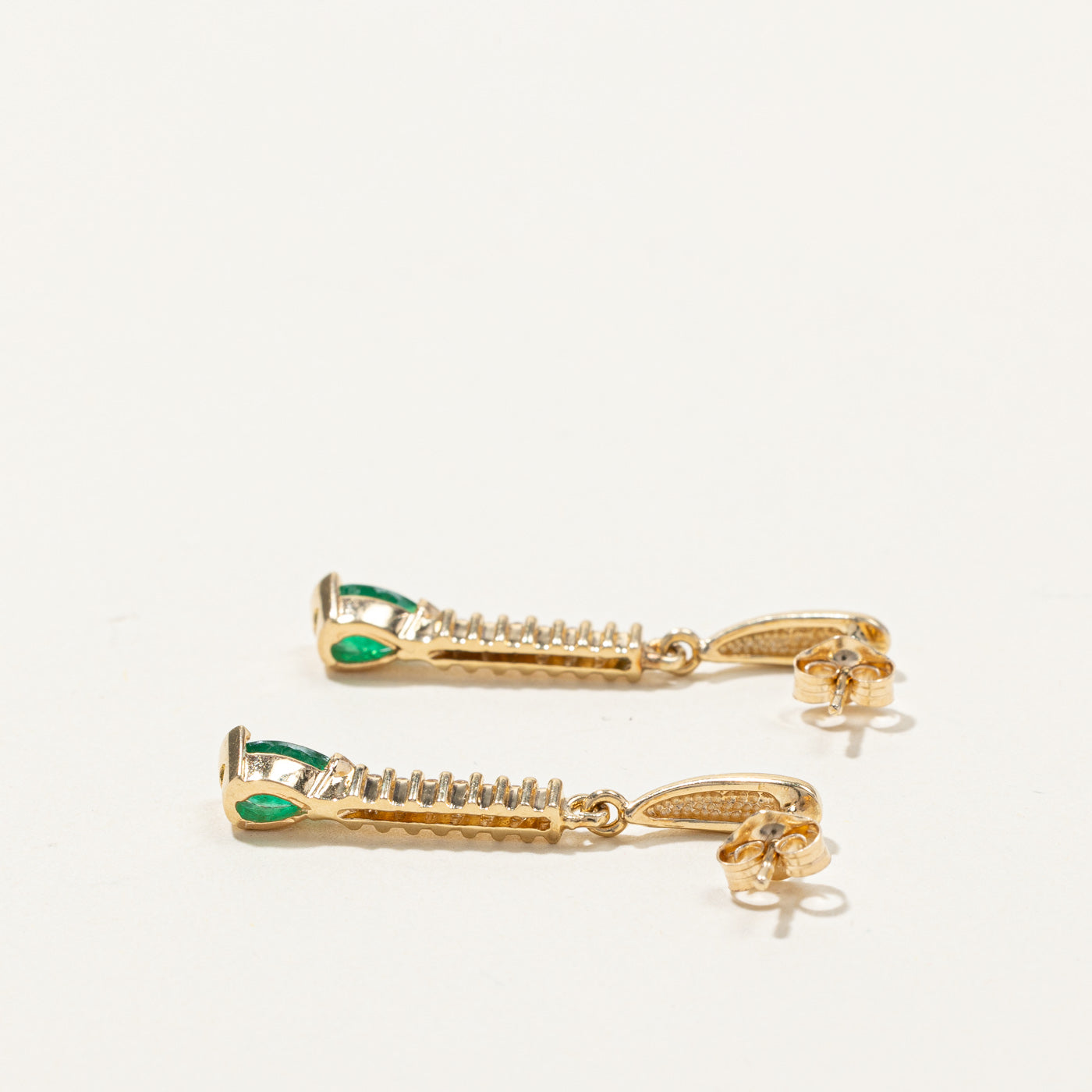 Emerald & Diamond Dangle Earrings | 0.50ctw | 0.09ctw |
