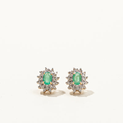 Emerald & Diamond Stud Earrings | 0.60ctw | 0.24ctw |