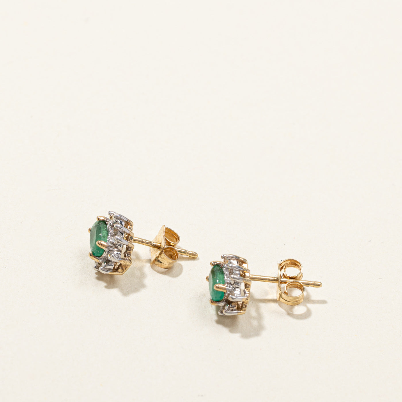 Emerald & Diamond Stud Earrings | 0.30ctw | 0.05ctw |