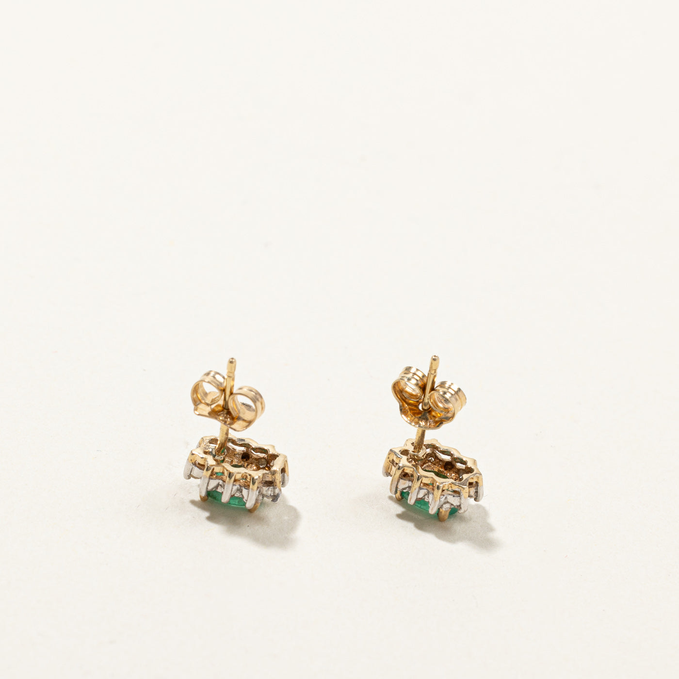 Emerald & Diamond Stud Earrings | 0.30ctw | 0.05ctw |