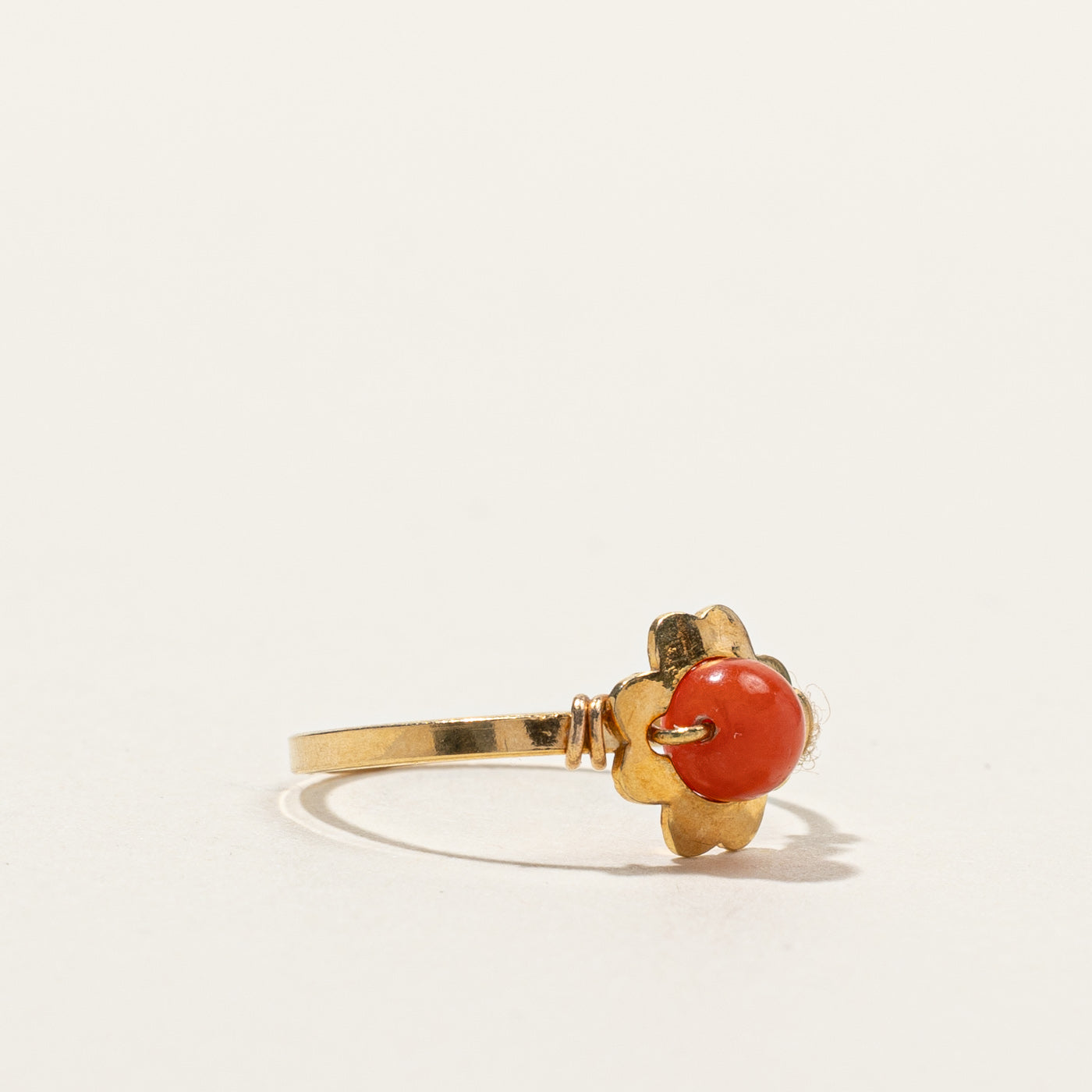 Coral Bead Ring | 0.50ct | SZ 4 |