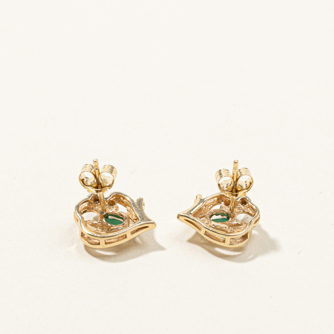 Synthetic Emerald & Diamond Studs | 0.32ctw | 0.06ctw |