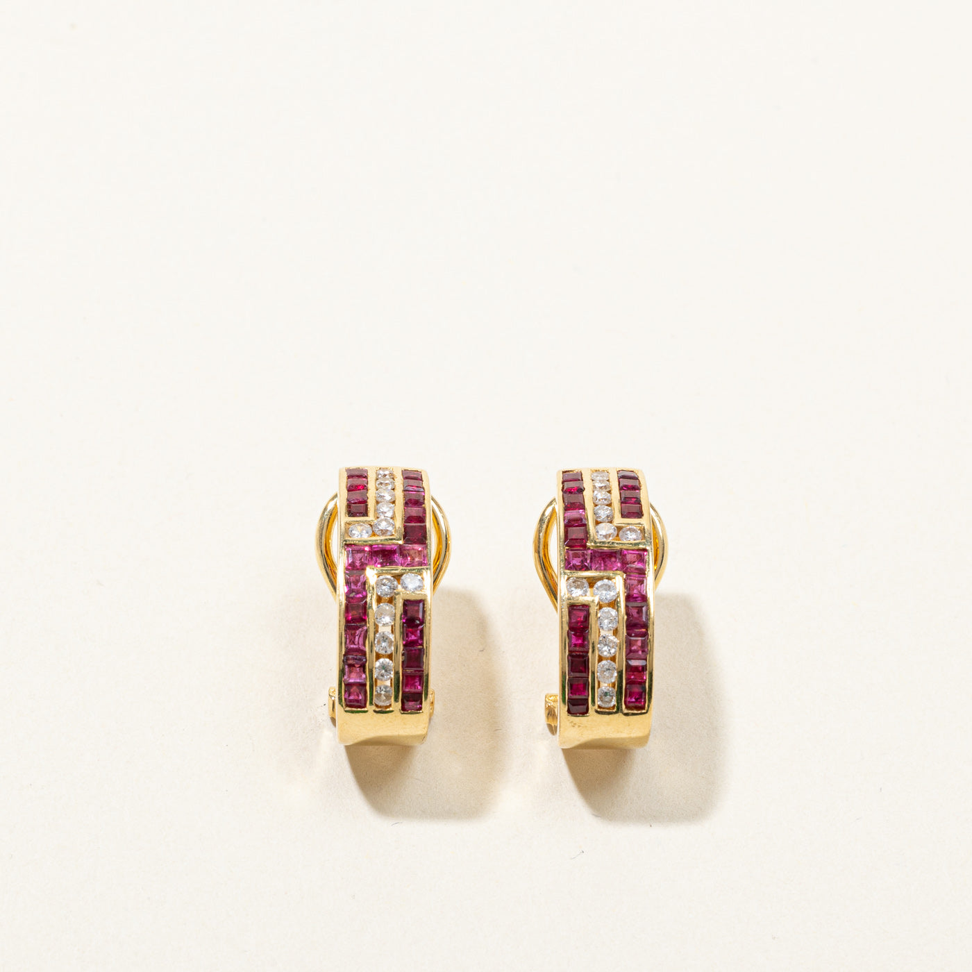 Channel Set Ruby & Diamond Earrings | 1.20ctw | 0.36ctw |