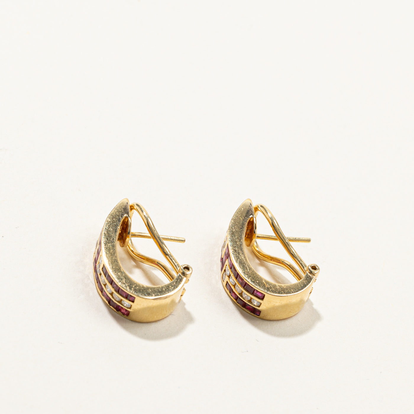 Channel Set Ruby & Diamond Earrings | 1.20ctw | 0.36ctw |
