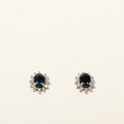 Sapphire & Diamond Stud Earrings | 1.00ctw | 0.12ctw |