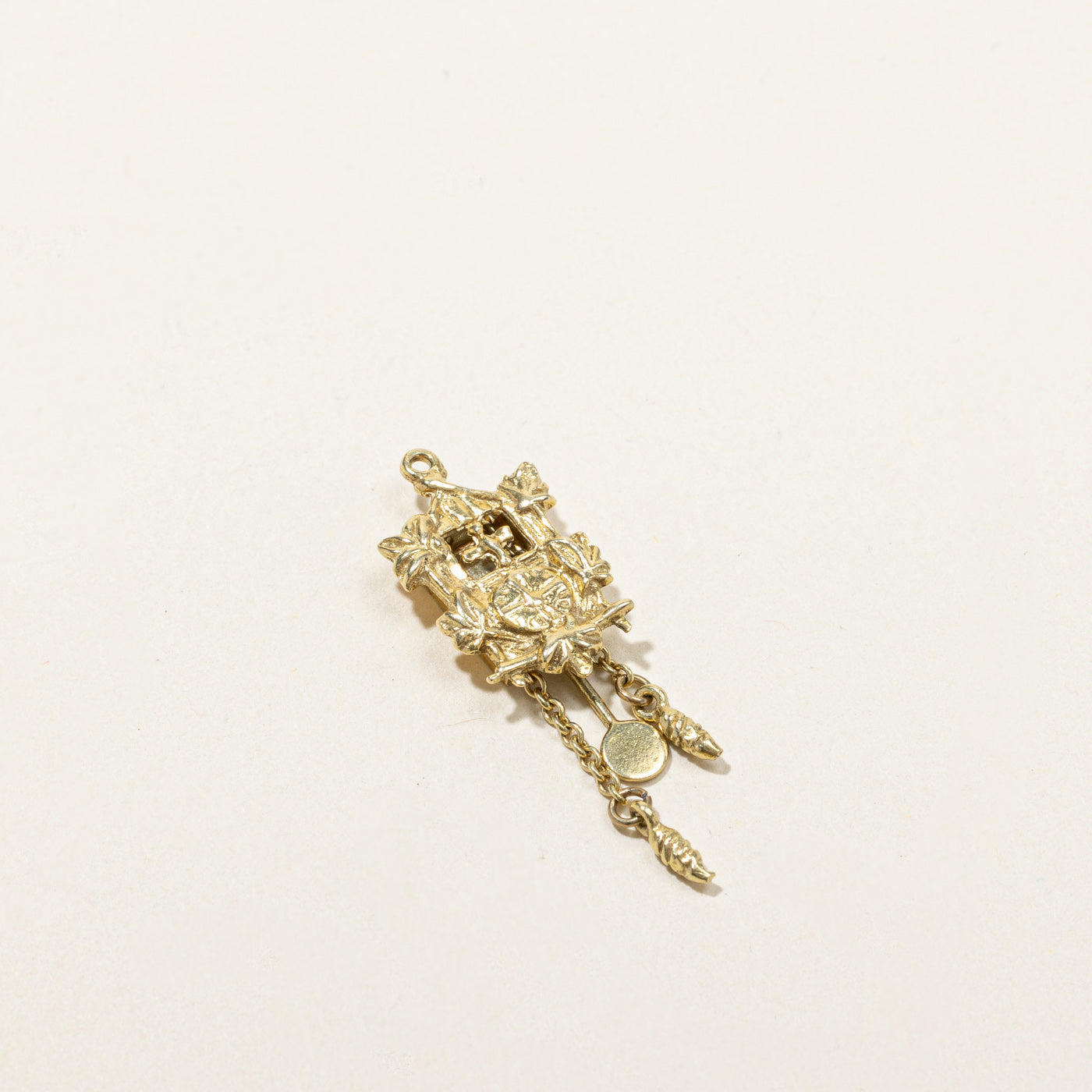 14k Gold Clock Charm