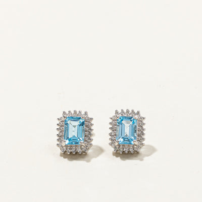 Topaz & Diamond Stud Earrings | 1.40ctw | 0.30ctw |