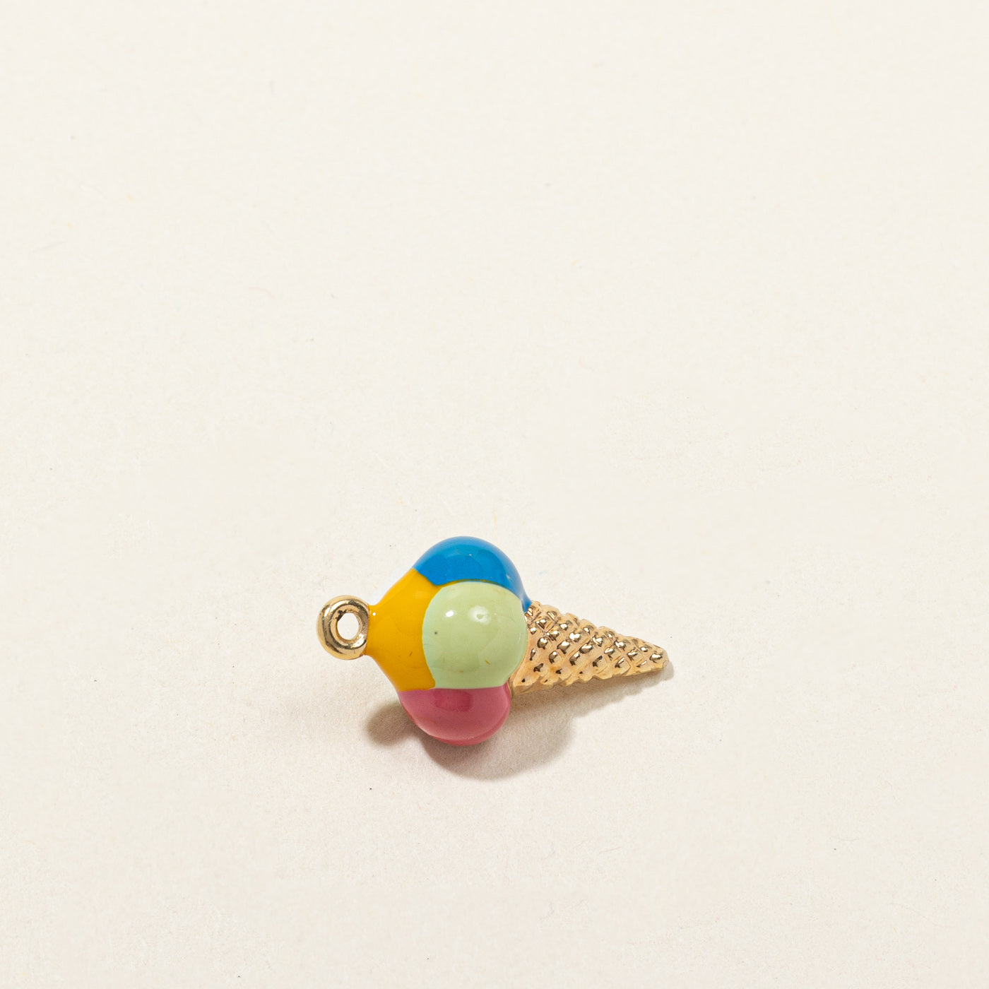 10k Enameled Icecream Cone Gold Charm