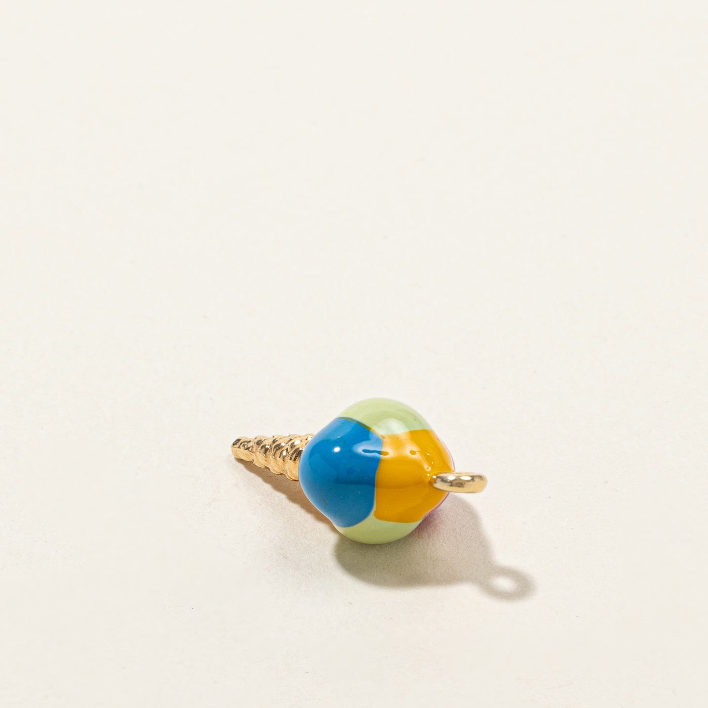 10k Enameled Icecream Cone Gold Charm