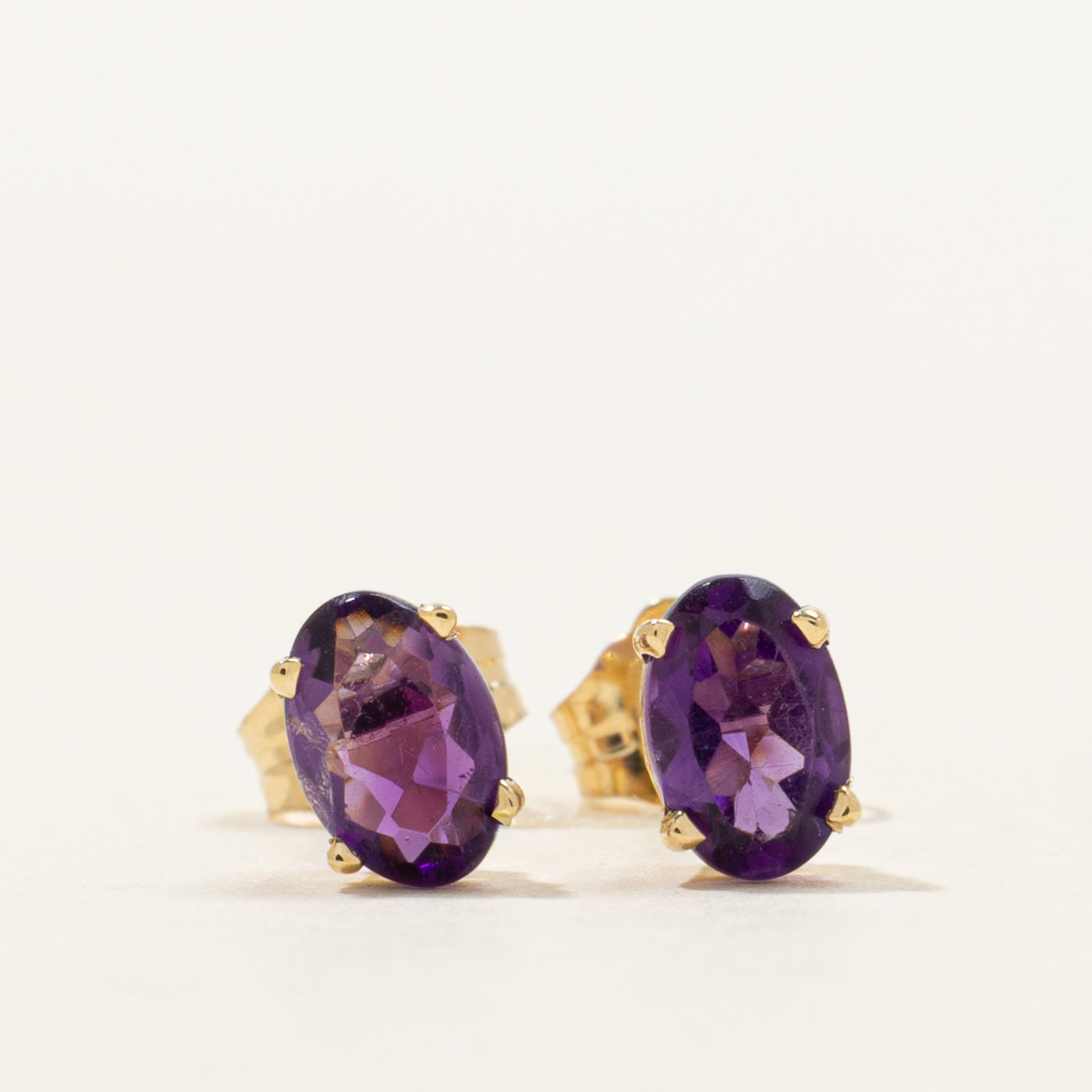 '100 Ways' 14k Oval Cut Amethyst Stud Earrings | 0.90ctw
