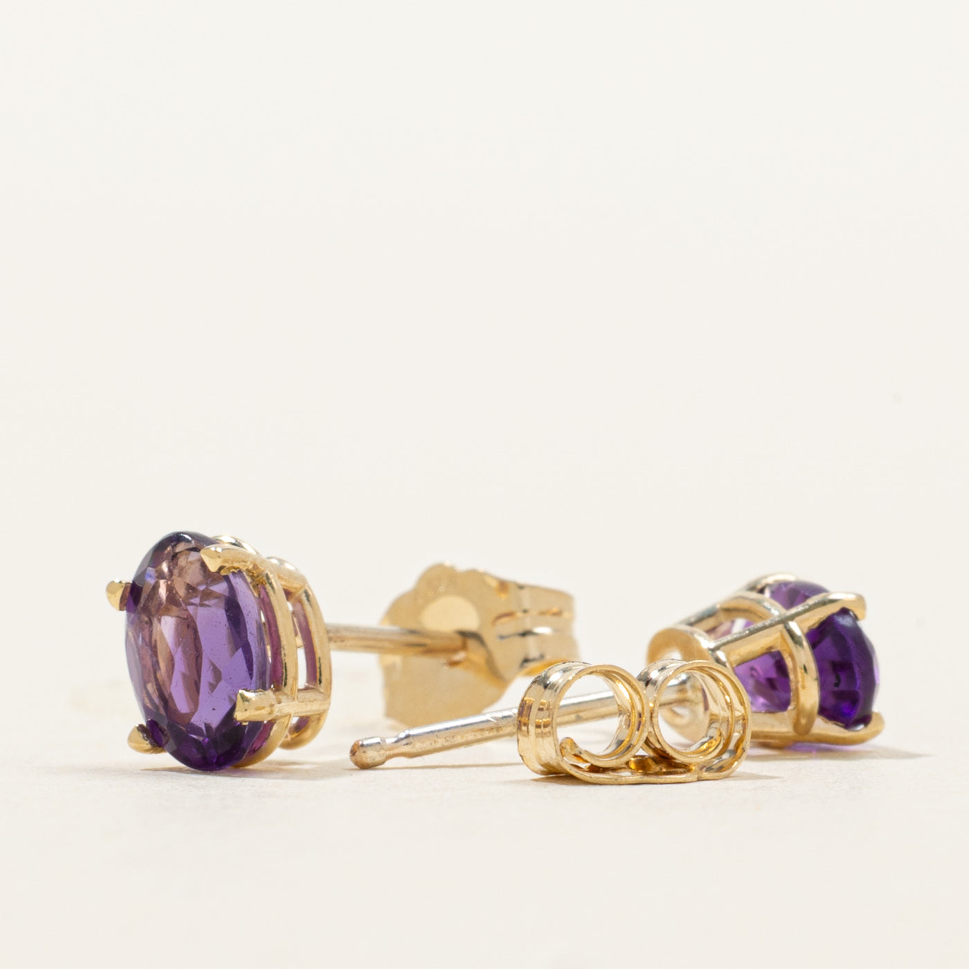 '100 Ways' 14k Oval Cut Amethyst Stud Earrings | 0.90ctw